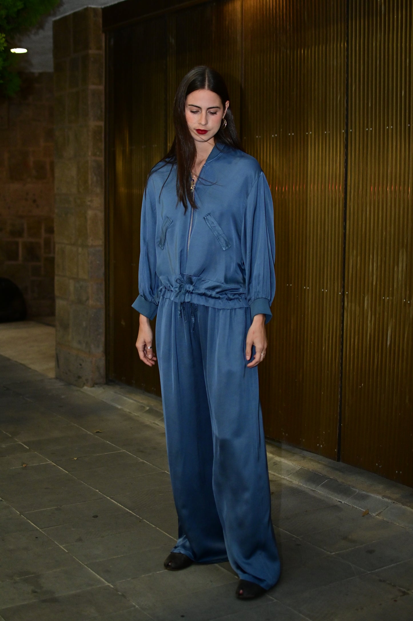 Chamarra satín denim