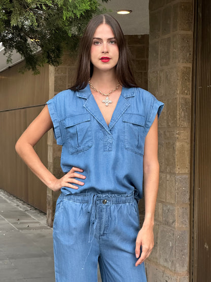 Blusa manga Corta Blue S