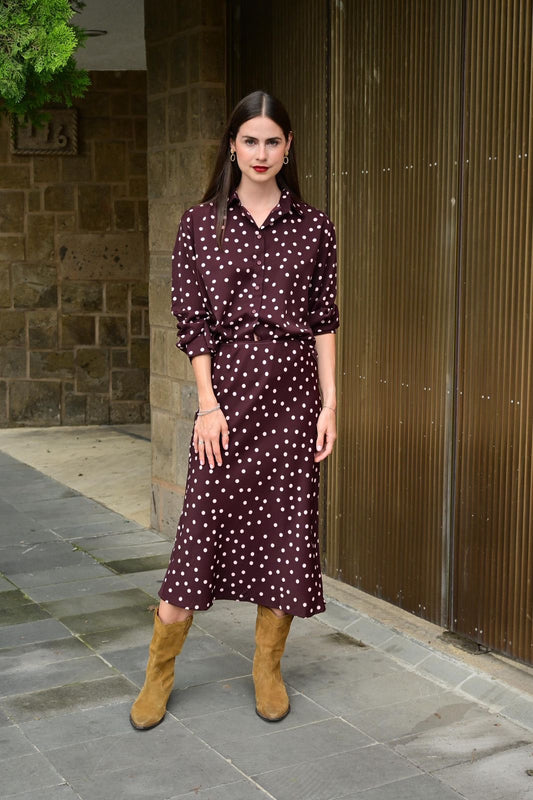 Falda polka dot vino