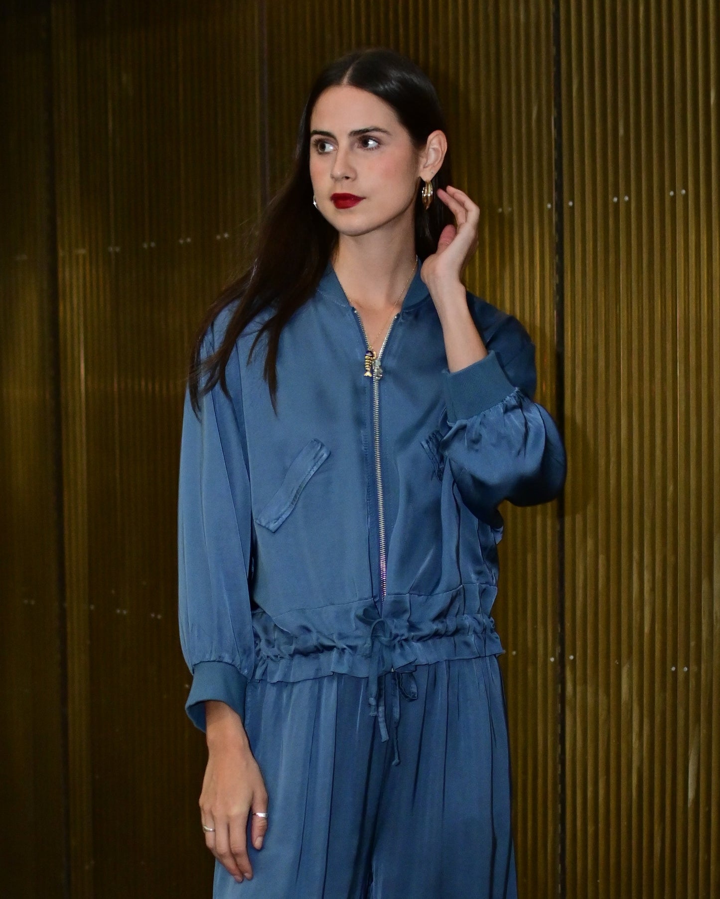 Chamarra satín denim