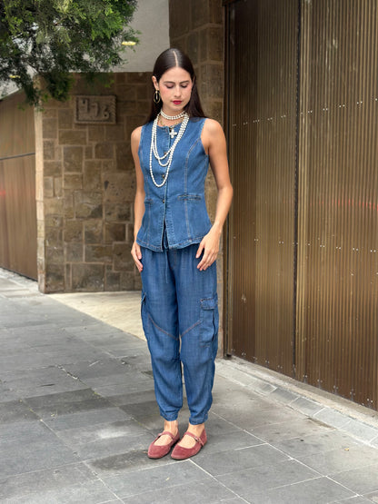 Top Denim Sin Mangas